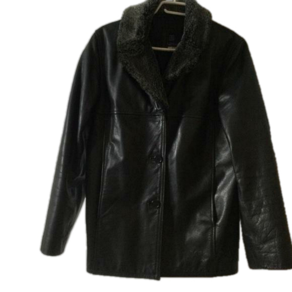 Soft black leather jacket, Fuax fur collar - Picture 2 of 14
